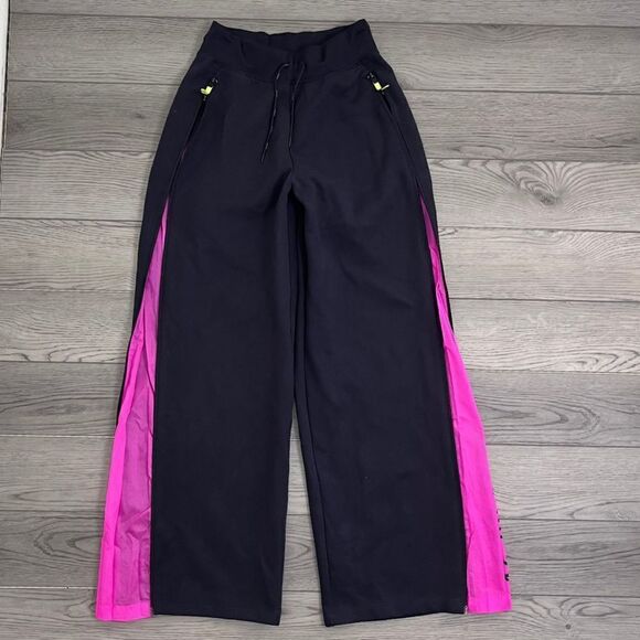 Nike Women Size S Black Pink Sportswear Tech Pack Fleece Wide Leg Sweatpants Gym - Picture 8 of 17